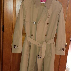 Men’s Khaki Trench Coat 40L Removable Liner Rain Repellent